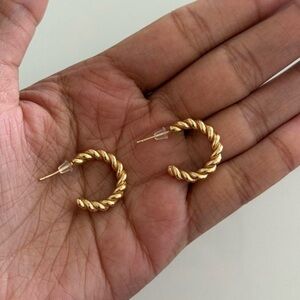New | Gold Color Vintage Twisted Hoop Earrings